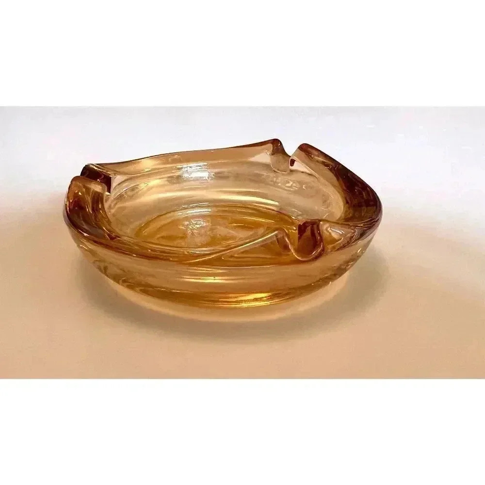 Vintage Marigold Carnival Glass Ashtray Candy‎ Jar 3.25"